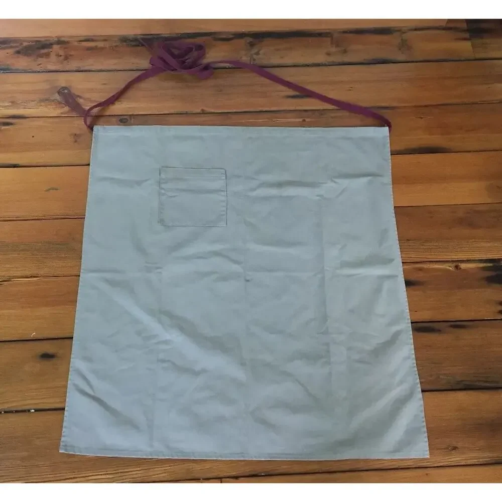 Khaki Maroon Cafe Bistro Chef Kitchen Restaurant Uniform Poly Cotton Waist Apron